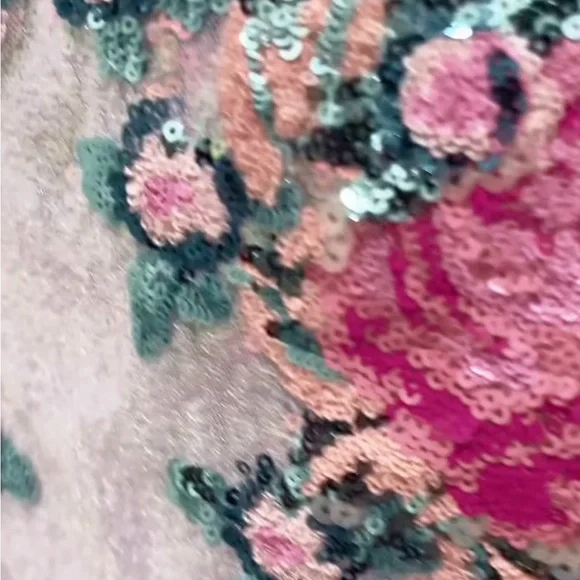 Jovani Strapless Floral Dress in Pink and Blue - Picture 2 of 5